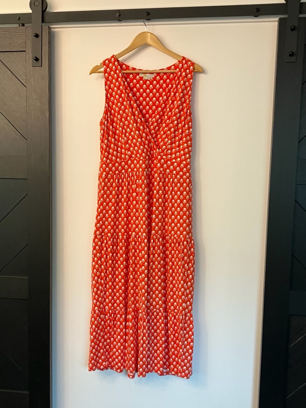 Boden floral print tiered crossover midi maxi dress 10